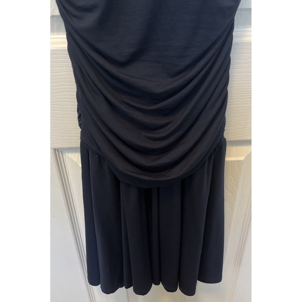 VTG Y2K Bebe Women’s Ruched Side Bodycon Dress Navy Blue Size Small Made In USA - Picture 3 of 16